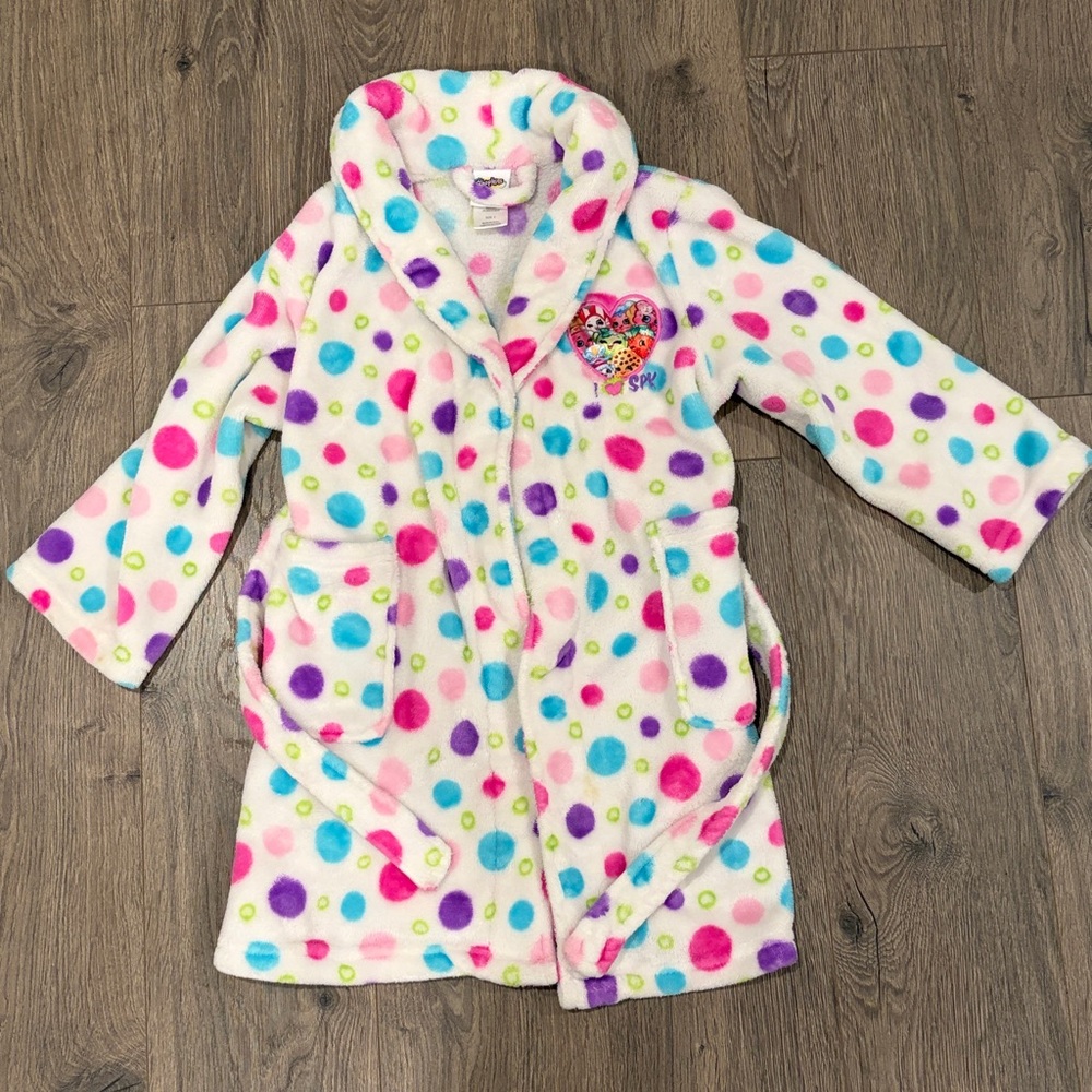Shopkins Bathrobe - Girls size 6 - LIKE NEW!!     kids bath robe robes